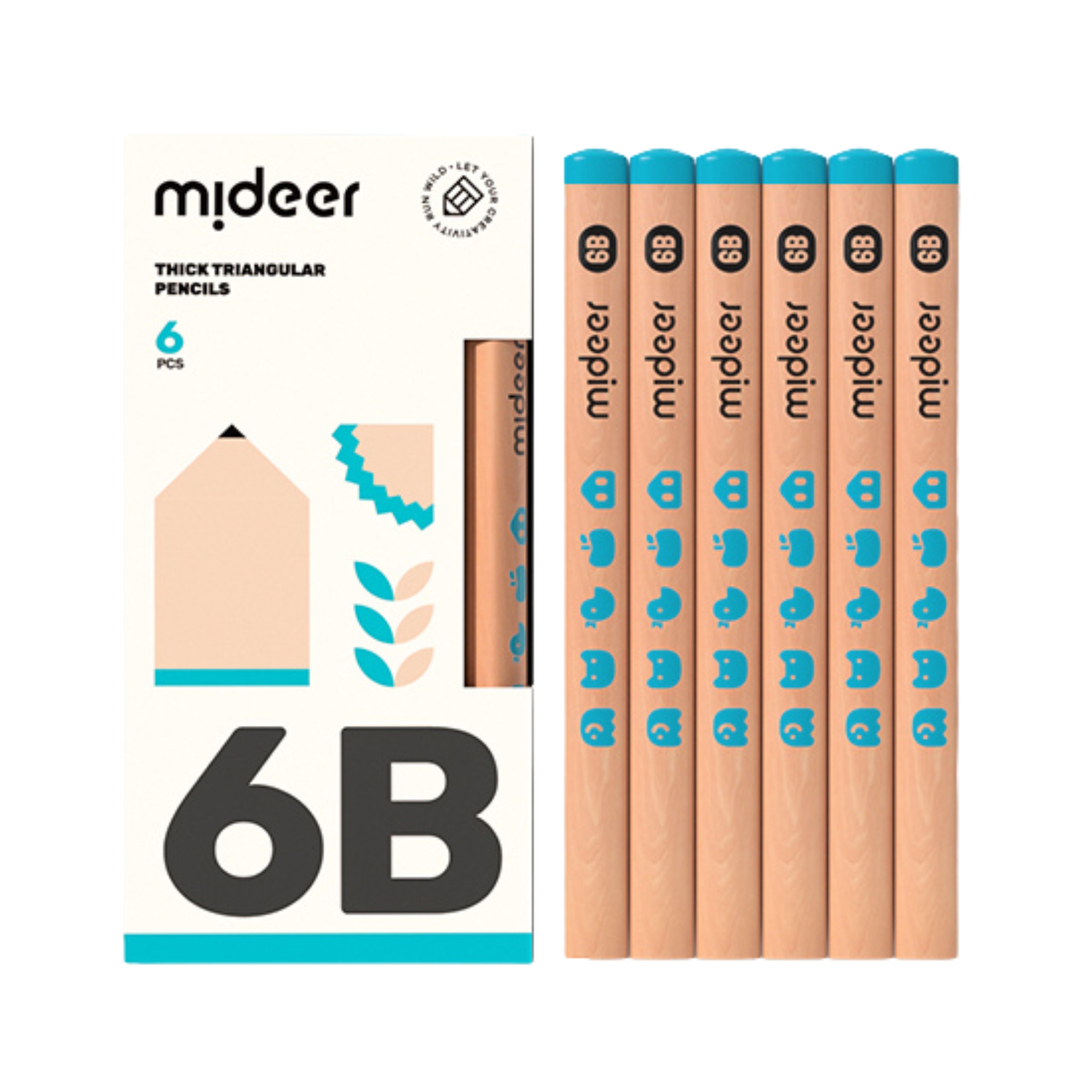 Thick Triangular Pencils - 6B (with Free Sharpener)